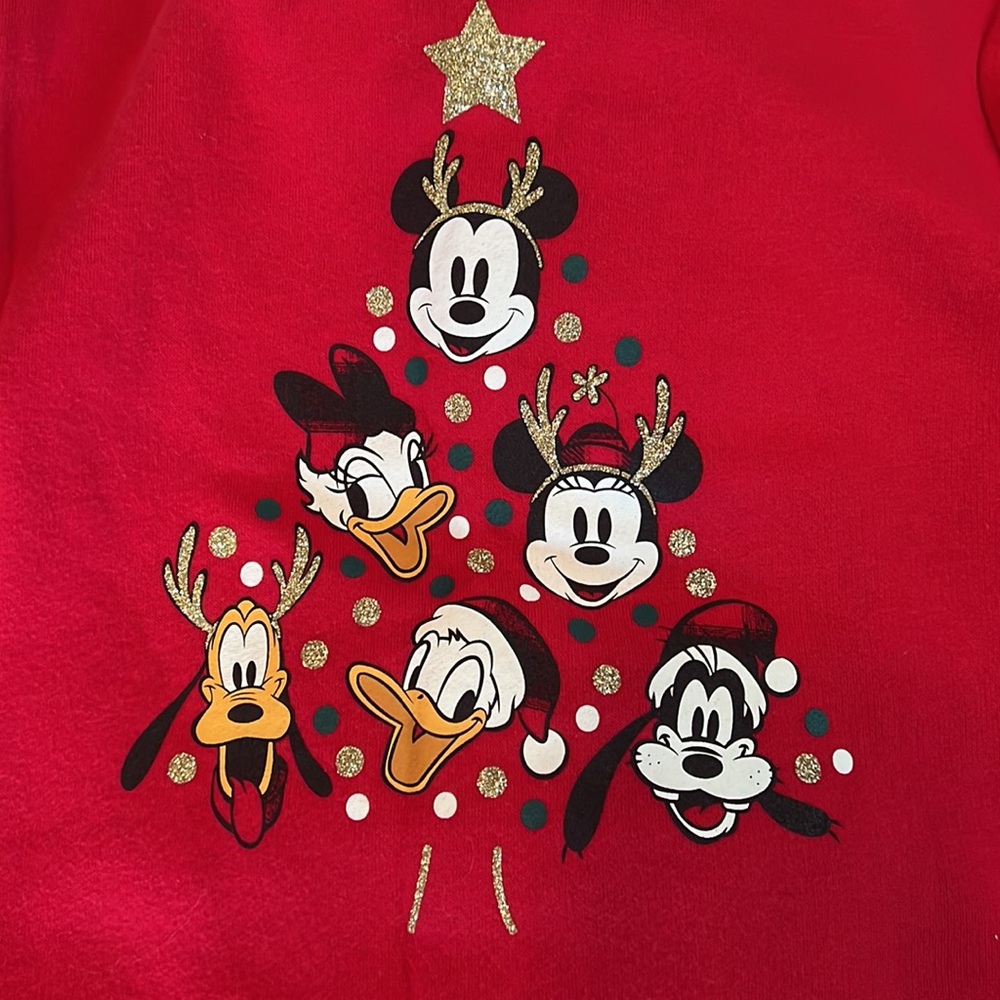 Disney holiday minnie daisy pluto mickey donald goofey glitter tree sweatshirt 8